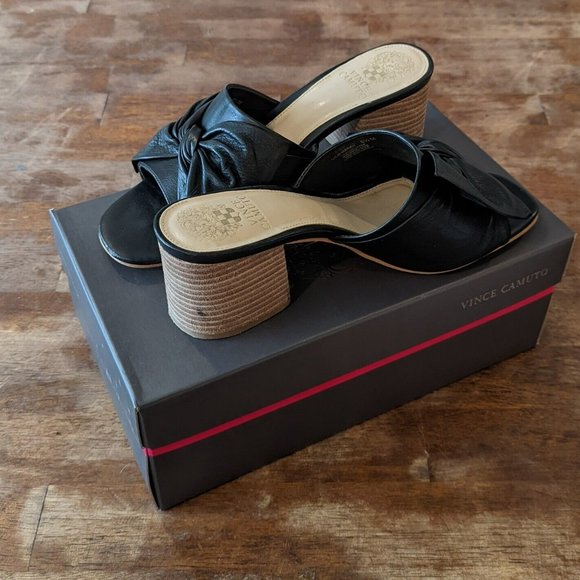 Vince Camuto Women's Sharrey Slide Sandal Tie Twist Block BLACK Size 8.5 Box - Picture 4 of 6